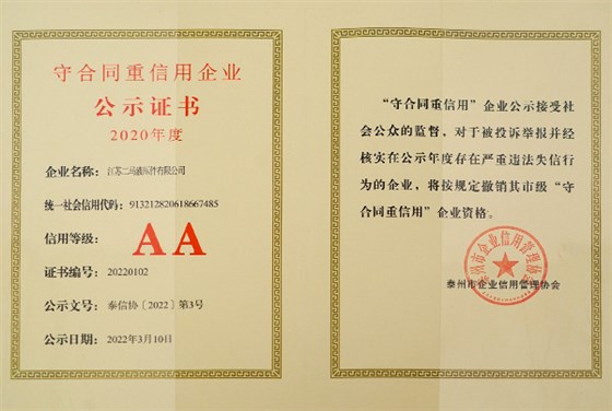 2020年度守合同重信用企业