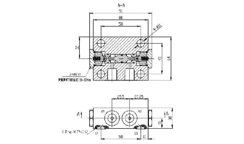 YYS7-01-00双向液压锁Dual-pilot-operated-check-valve